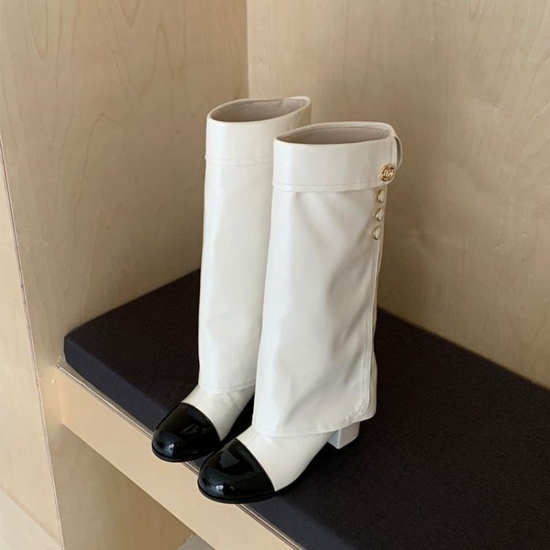 No Show Sock Women - Eleganti Stivali Alti al Ginocchio Bianco
